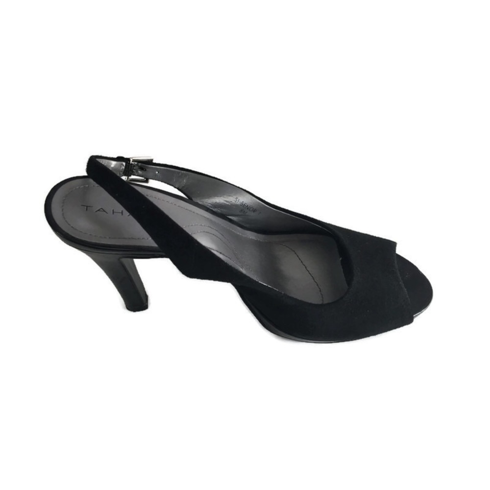 Tahari Black Suede Sling Back Heels Sz 8